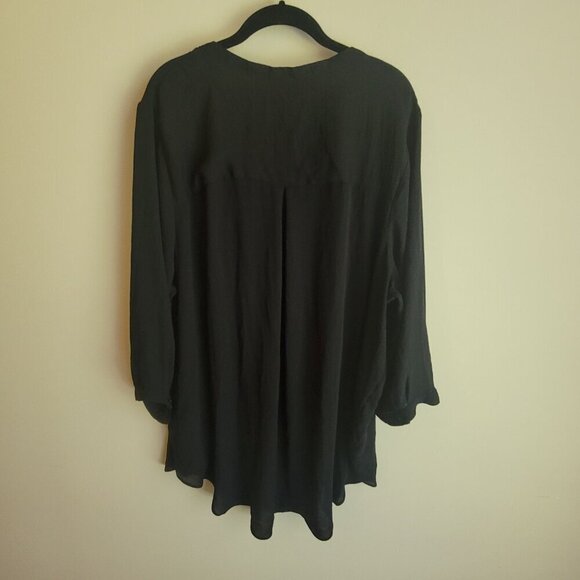 a.n.a A New Approach black romantic long sleeve, lace up blouse plus size 3x - Picture 6 of 11